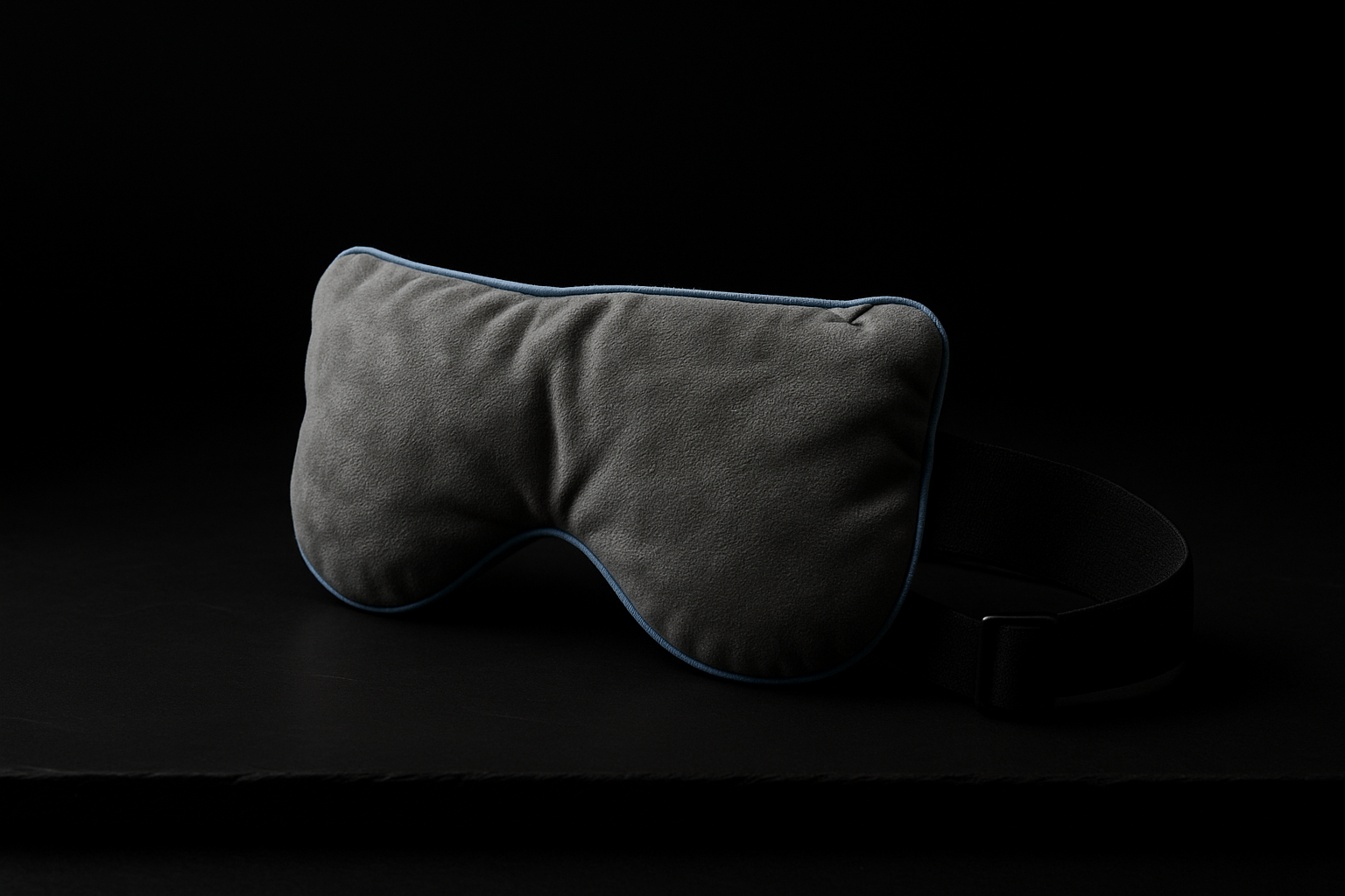 Luxury weighted sleep mask – front view against black background showcasing plush design and premium fabric texture